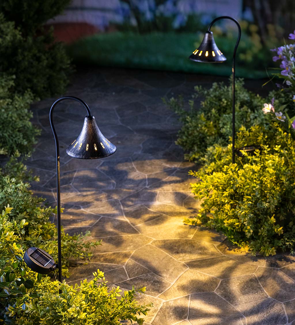 Solar Pathway Lanterns with Butterfly Light Pattern, Set of 2
