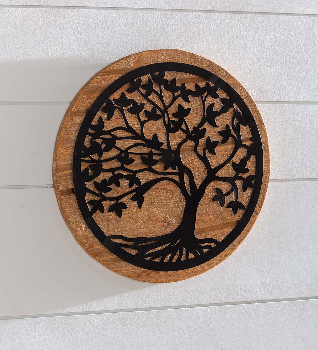 Wood and Laser Cut Metal Tree of Life Wall Art