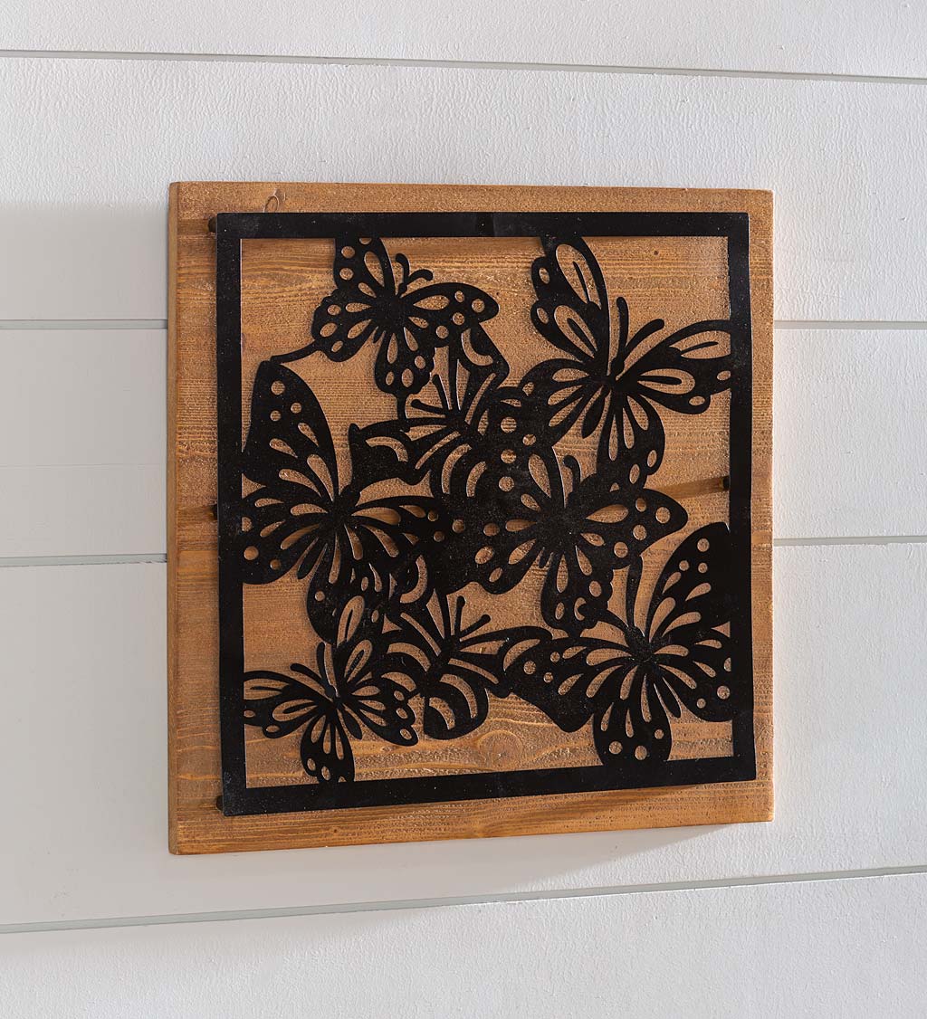 Wood and Laser Cut Metal Butterfly Wall Art