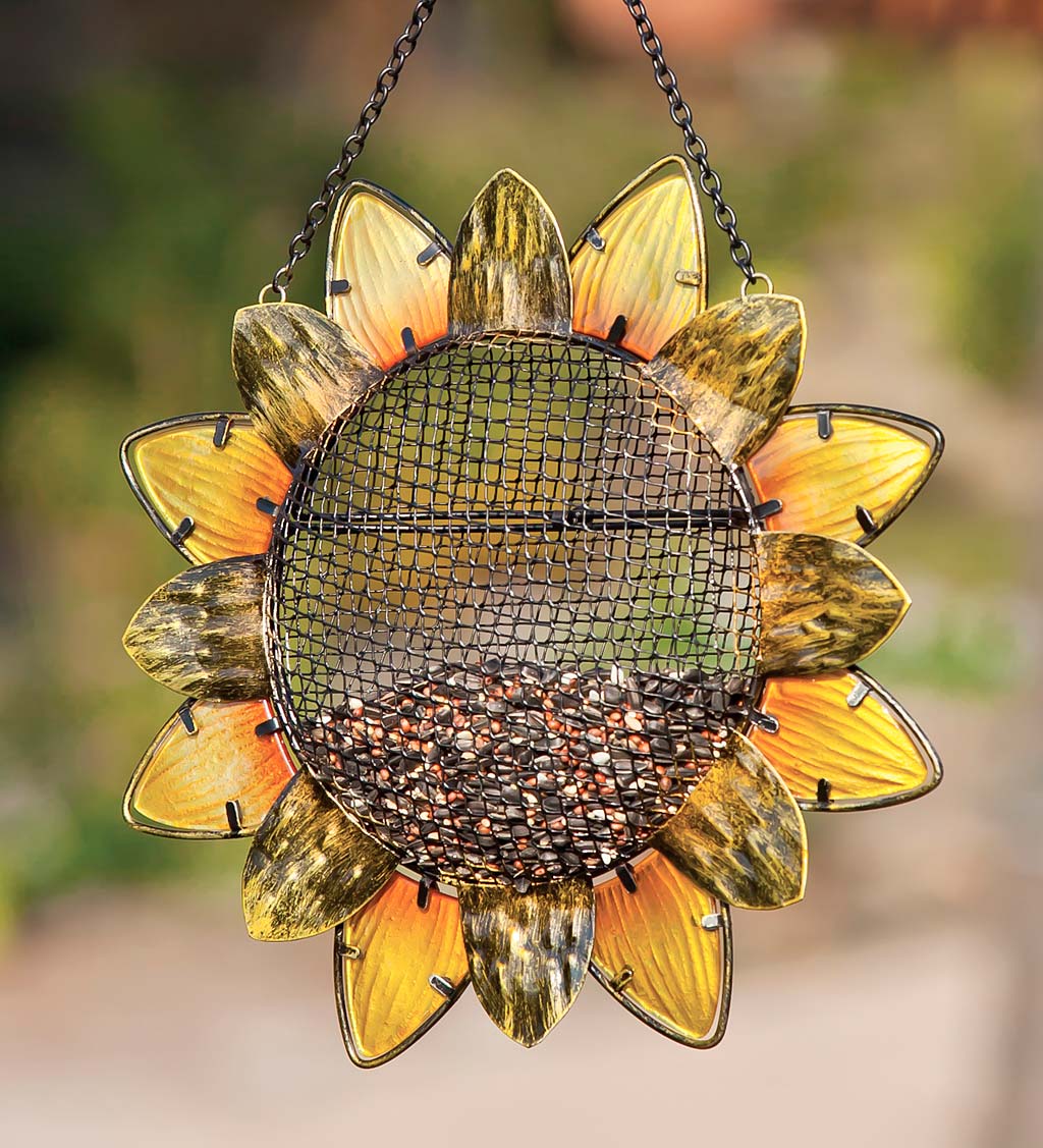 Glass and Metal Sunflower Bird Feeder