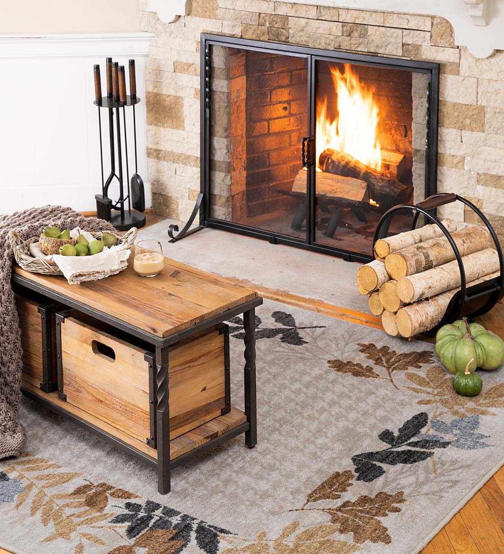 Burnished Wood 4-Piece Fireplace Tool Set