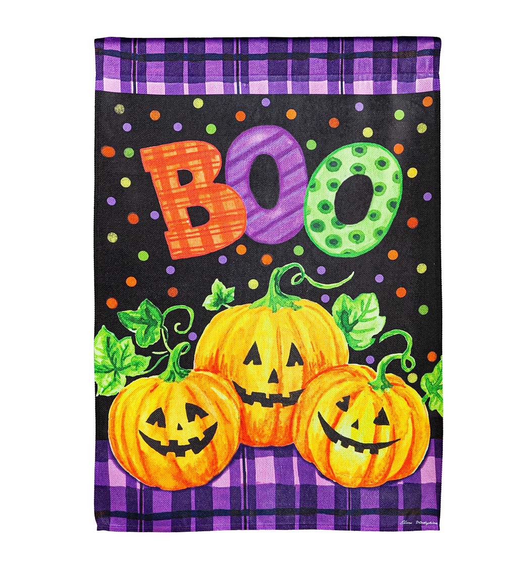 Boo Jack-o-Lanterns Textured Suede House Flag