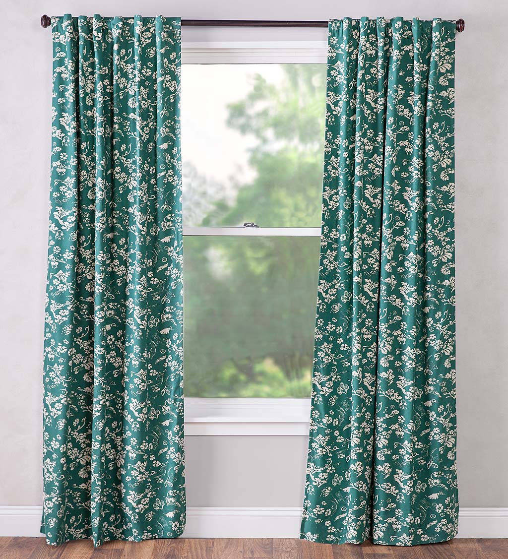 Floral Damask Rod-Pocket Homespun Insulated Curtain Panel, 42"W x 63"L