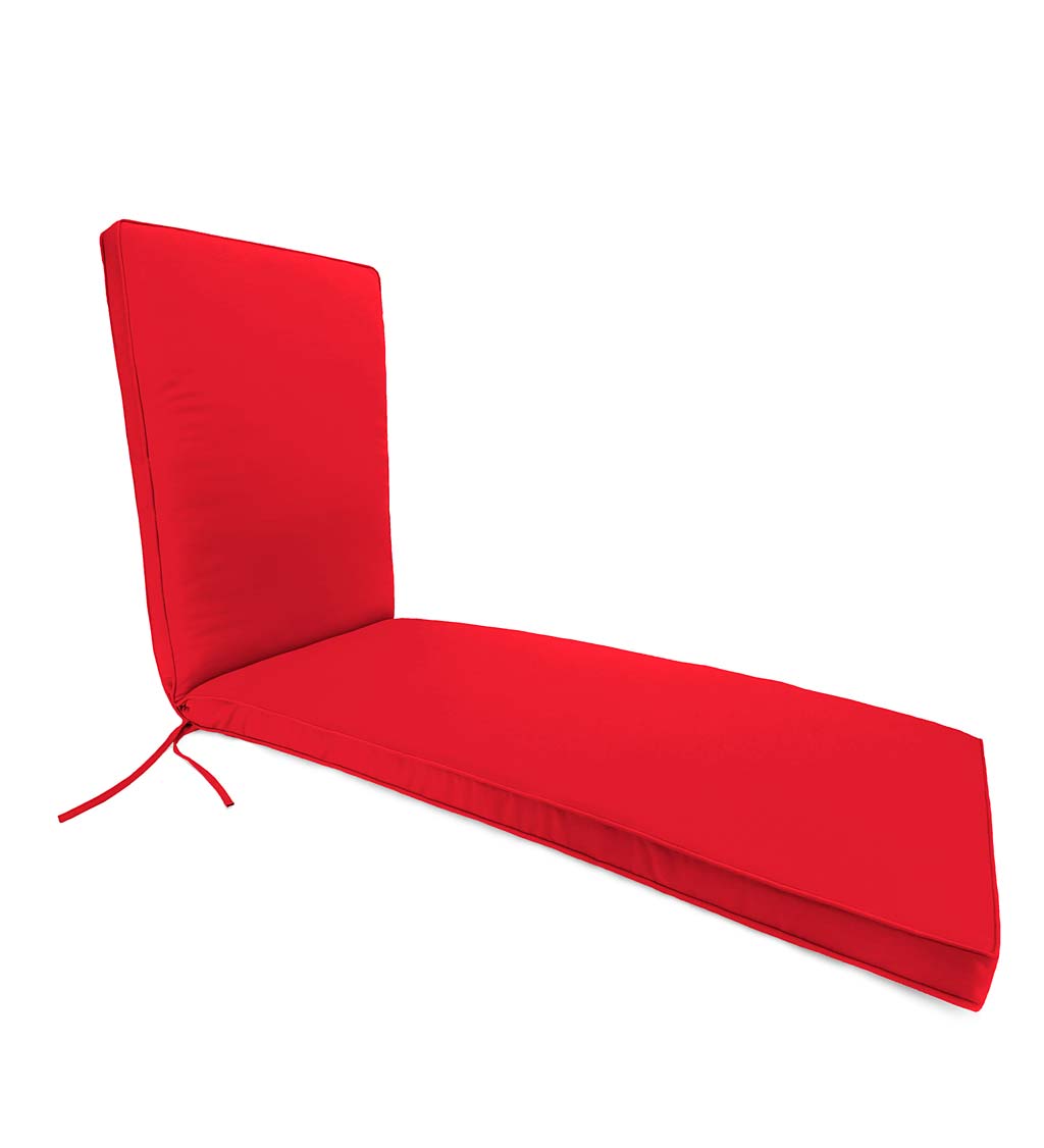 Sunbrella Chaise Cushion with Ties, 74¼" x 23¼" x 3¼", hinged at 46" from bottom swatch image
