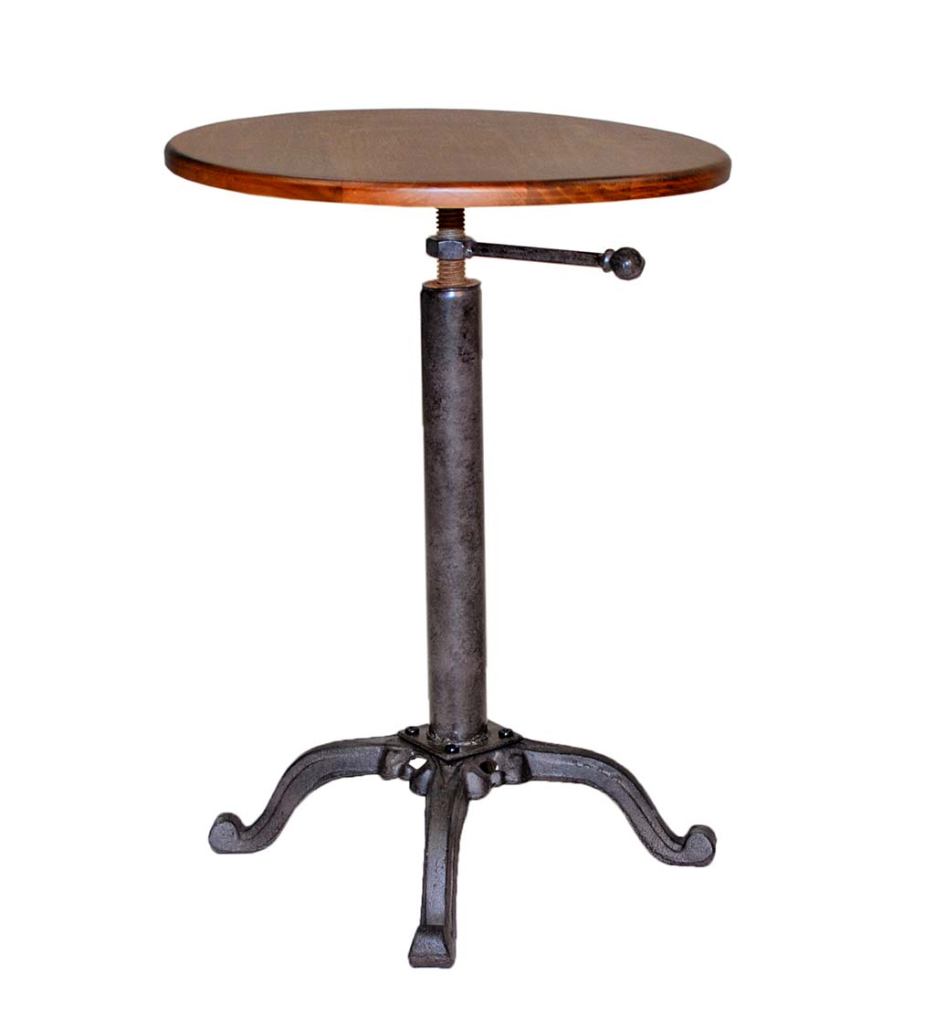 Adjustable Height Mango Wood and Metal Accent Table