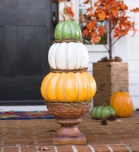 Pumpkin Stack Topiary with Urn