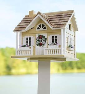 Wreath Cottage Birdhouse and Pedestal Pole Set