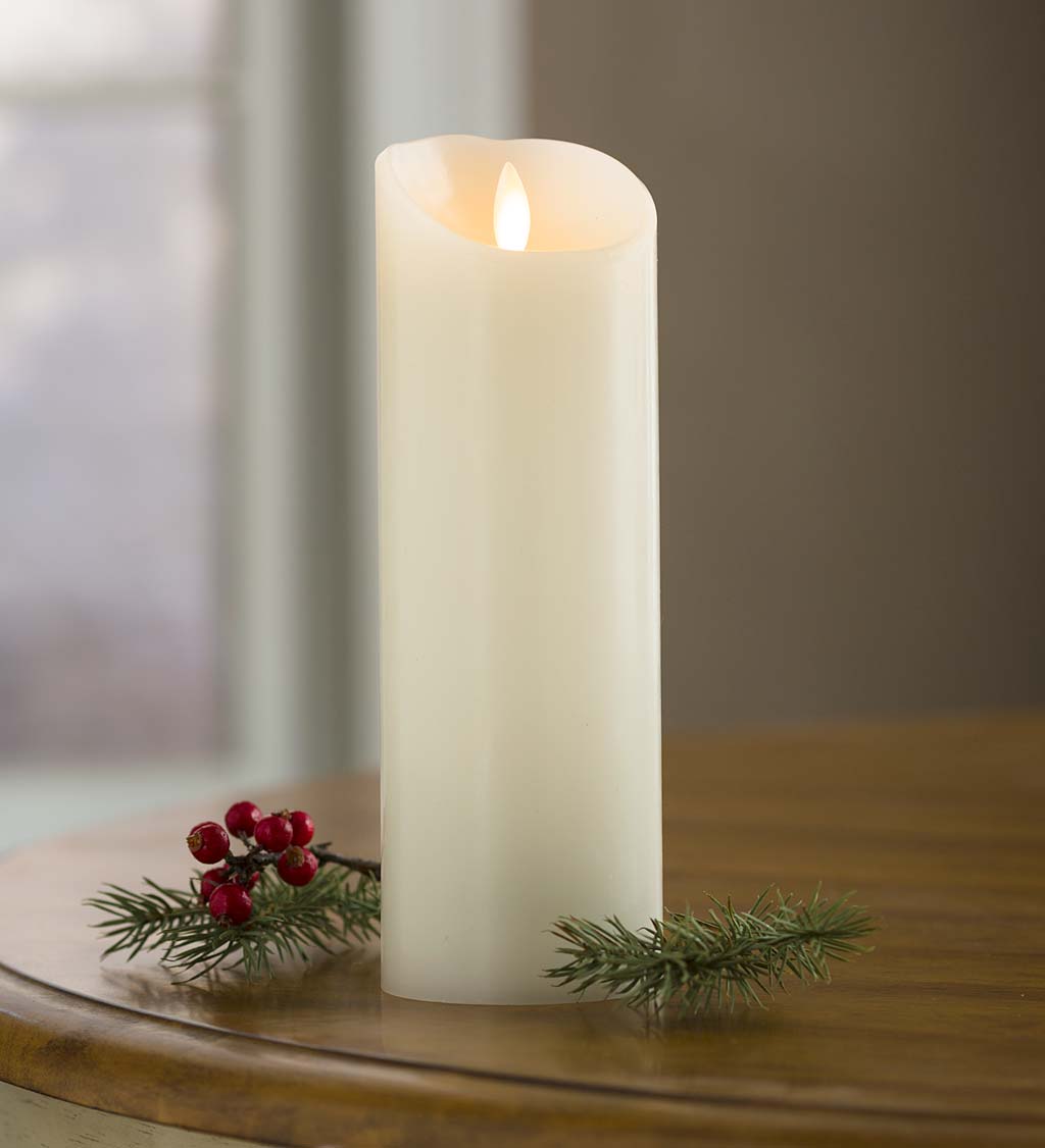 LED Pillar Candle with Flicker Flame and Auto-Timer, 9"H