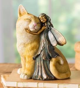 Fairy and Cat Garden Statue