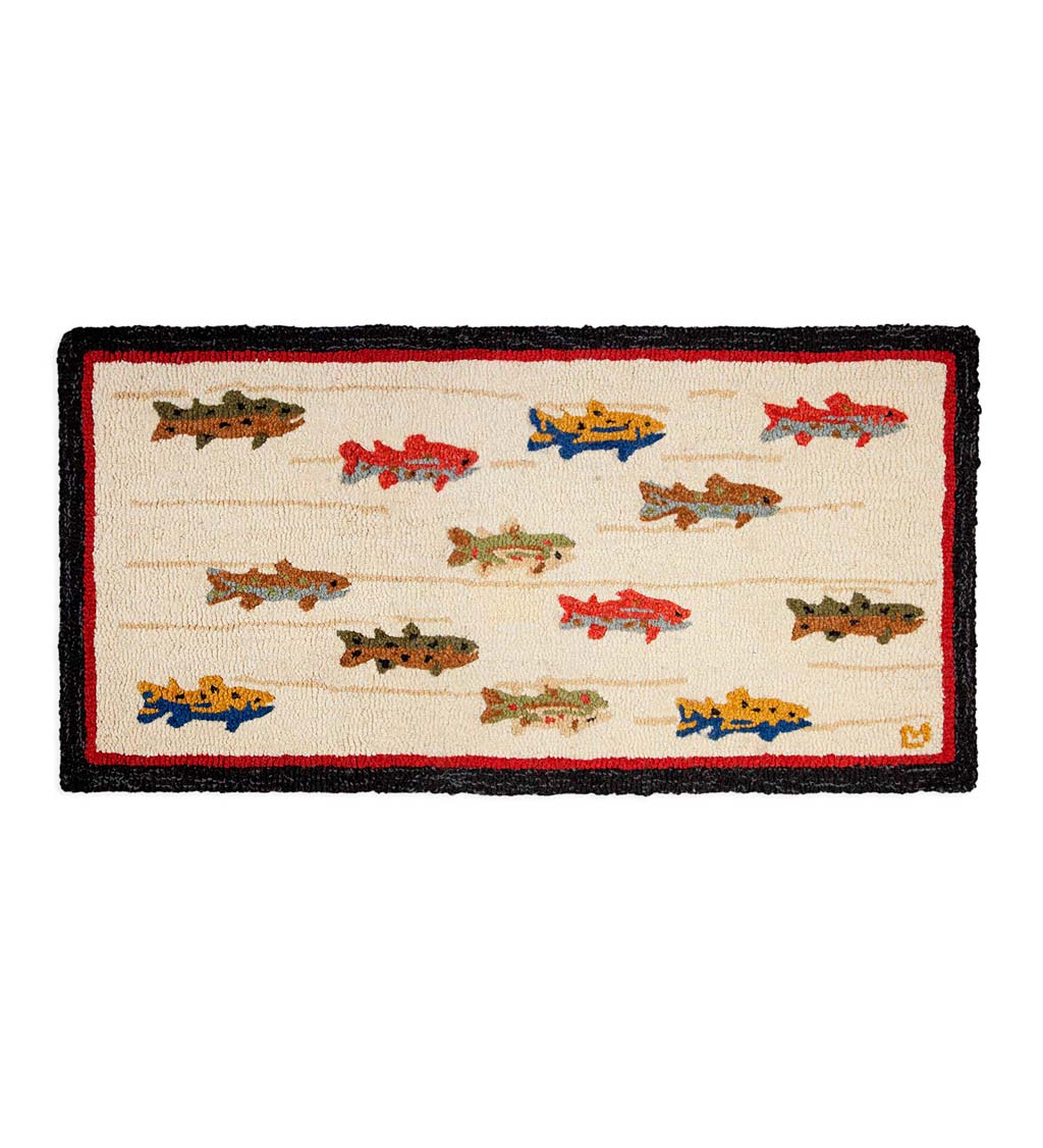 Summer Trout Hand-Hooked Wool Rug, 24" x 48"