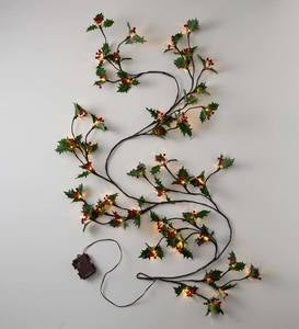 Indoor/Outdoor Holly and Berry Lighted Holiday Garland