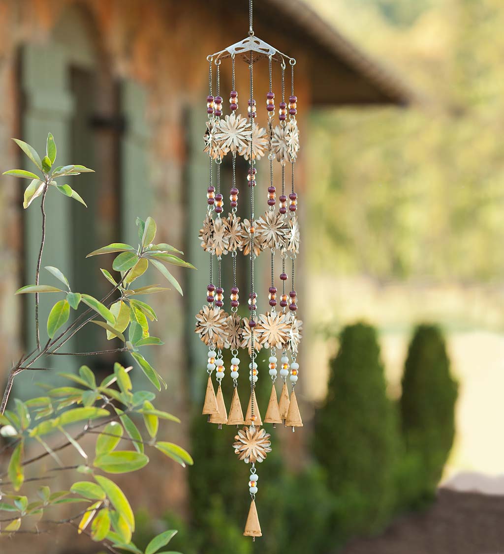 Sunflower and Beads Metal Wind Chime