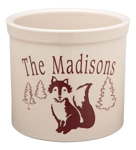 USA-Made Handcrafted Personalized Ceramic Fox Crock