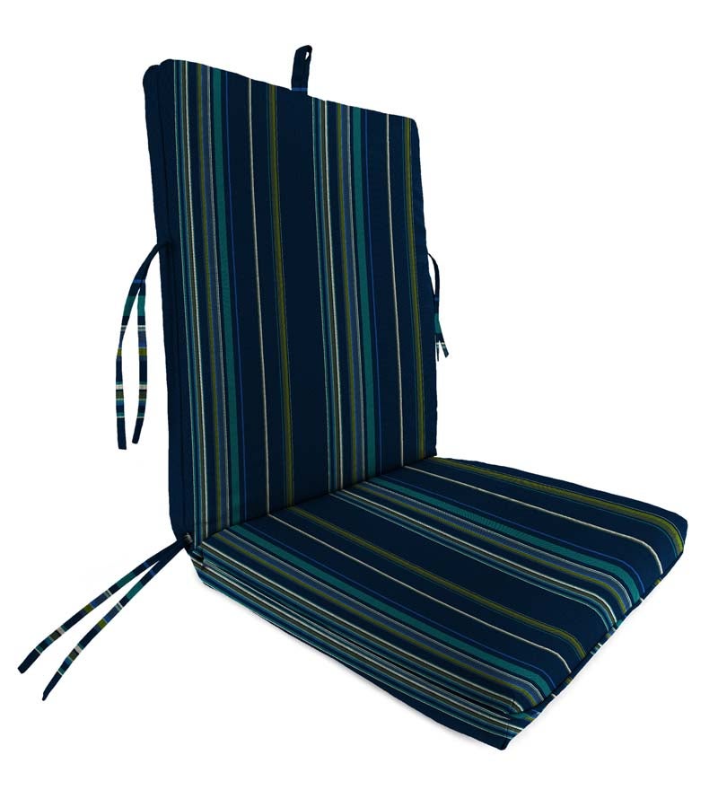 Sunbrella Classic High Back Chair Cushion With Ties, 46" x 20" x 4" with hinge 19" from bottom swatch image