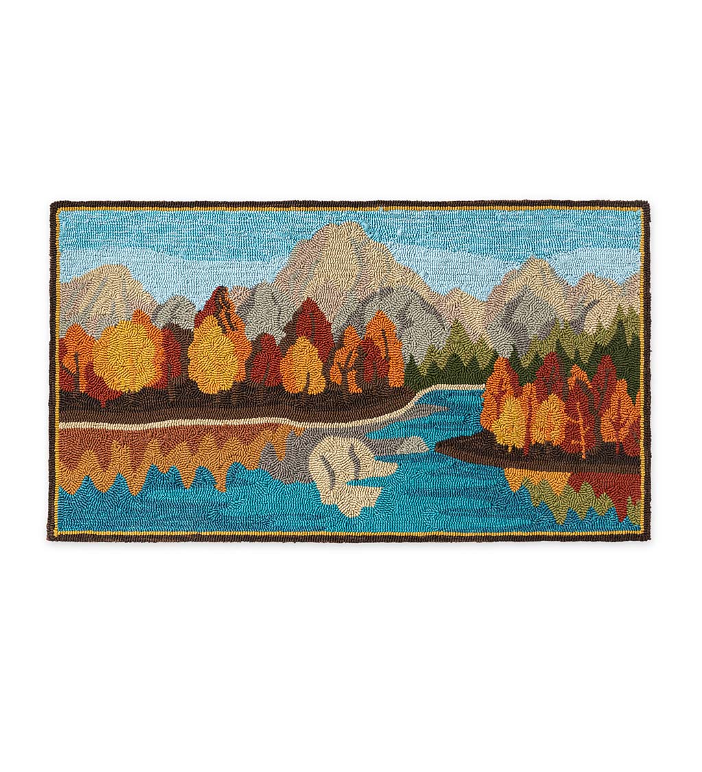 Indoor/Outdoor Mountain Lake Hooked Polypropylene Accent Rug
