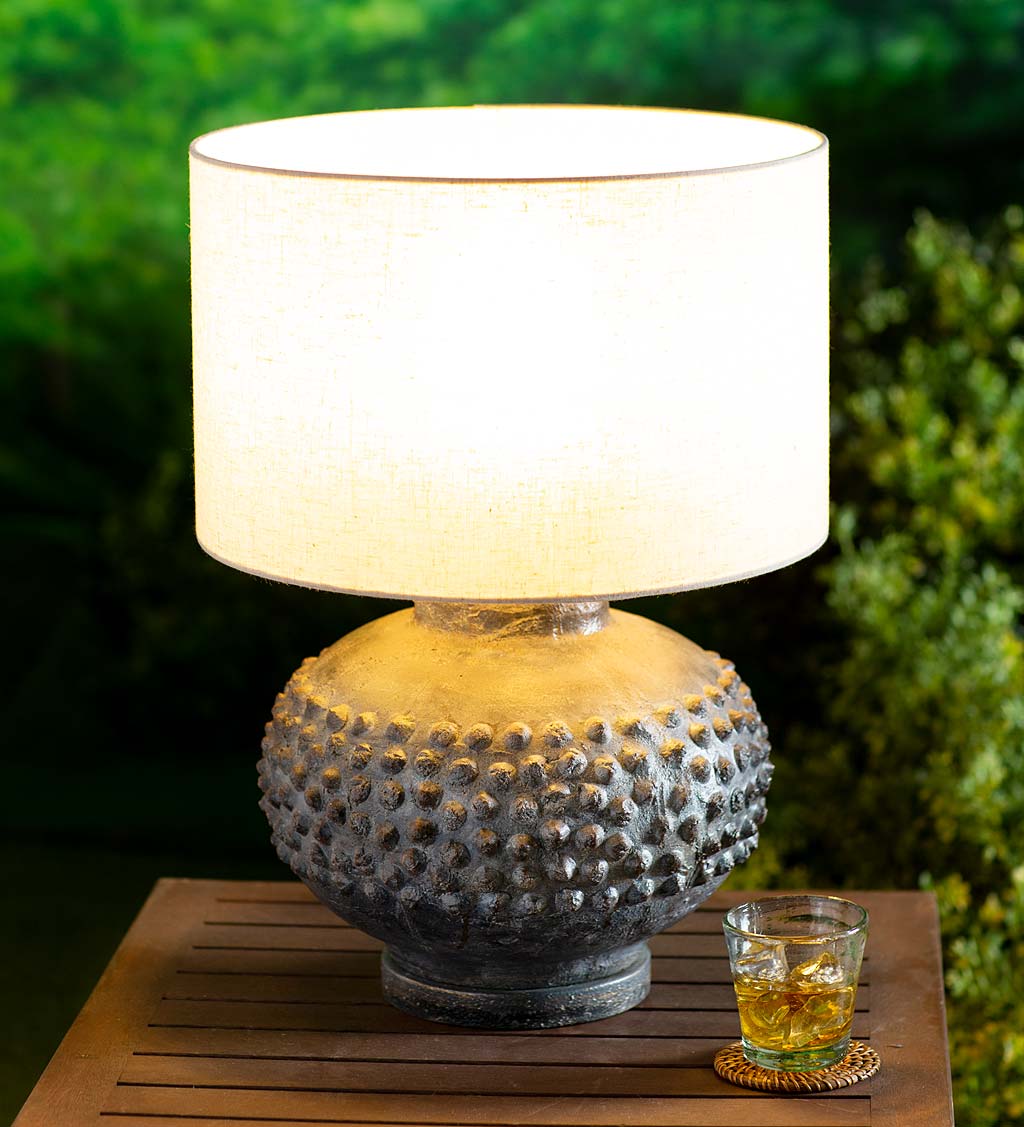 Outdoor Slate Color Table Lamp With Weather Resistant Shade