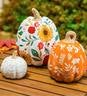 Autumn Blooms Ceramic Pumpkins, Set of 3