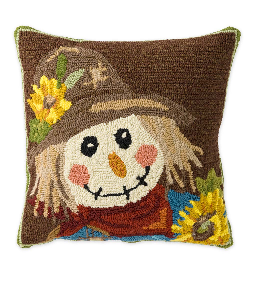 Indoor/Outdoor Scarecrow Hand Hooked Polypropylene Throw Pillow