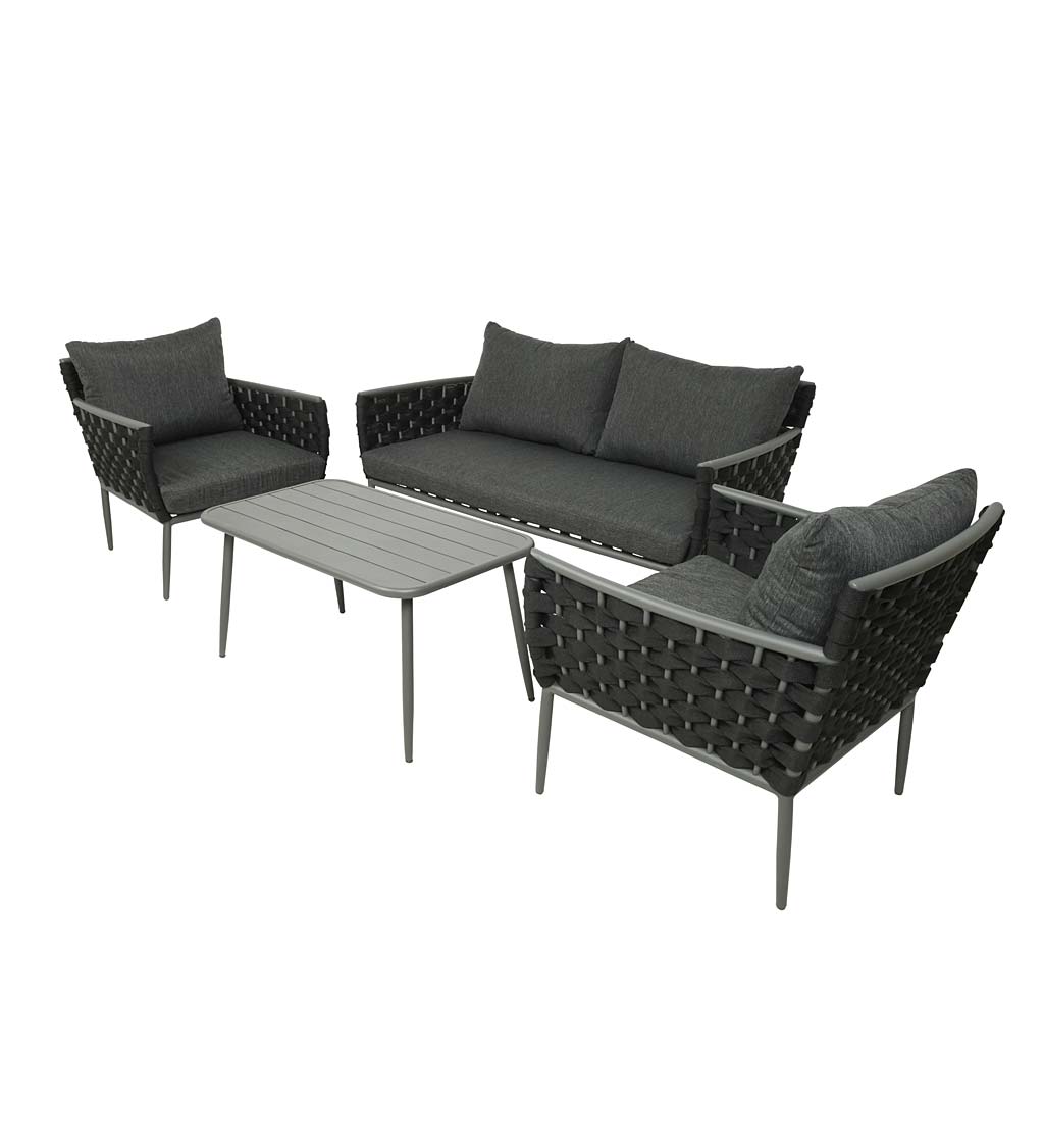 Woven Outdoor Lounge Set with Cushions, 4-Piece swatch image