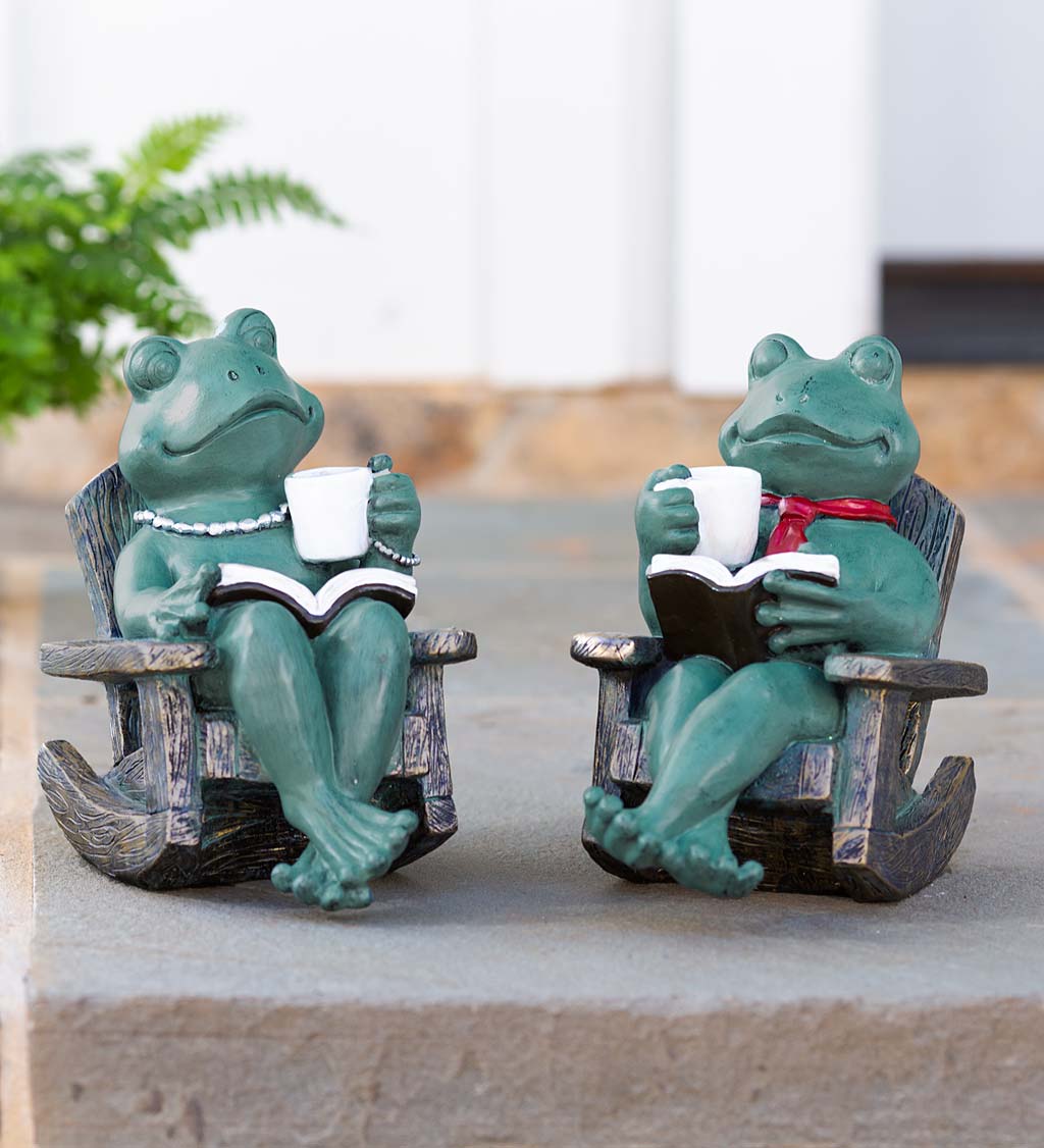 Lily and Paddy Reading Frog Statues, Set of 2
