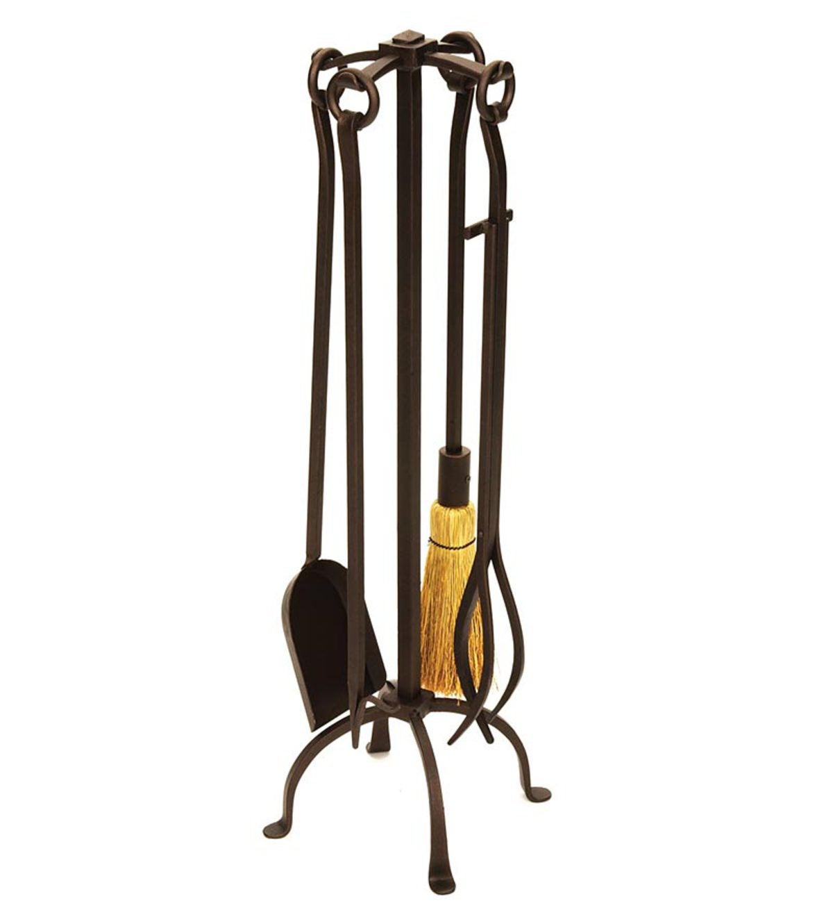 English Country 4-Piece Fireplace Tool Set In Bronze Finish