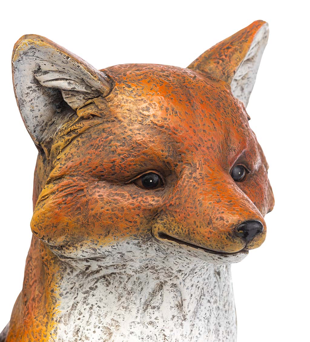 Indoor/Outdoor Faux Stone Fox Planter With Metal Container