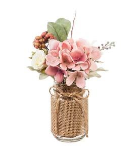 Vintage Rose and Pink Hydrangea Floral Arrangement