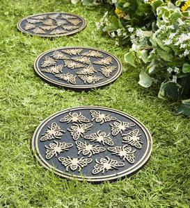 Recycled Rubber Stepping Stones, Set of 3
