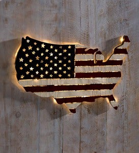 Lighted Americana Flag Art