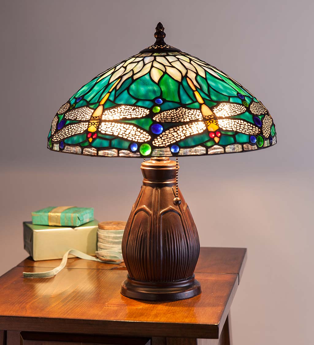Allendale Dragonfly Tiffany Stained Glass Table Lamp