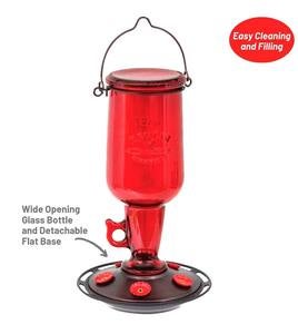 Vintage Red Glass 23-Ounce Jug-Style Hummingbird Feeder