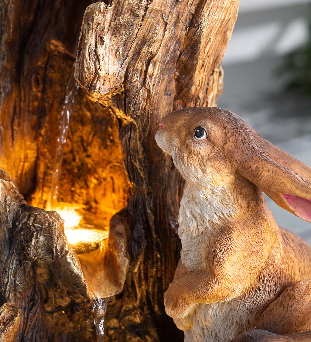 Lighted Electric Woodland Bunnies Fountain