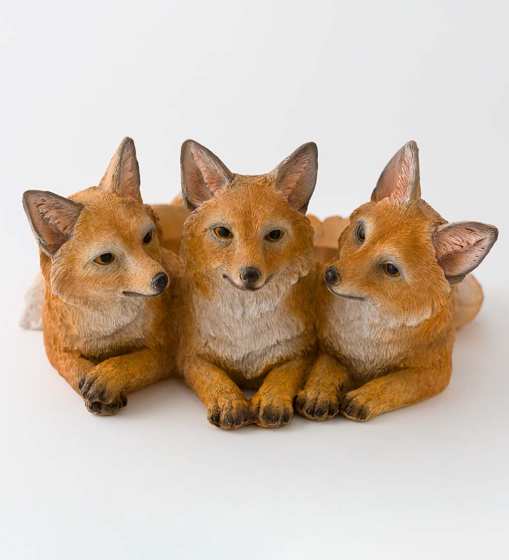 Fox Kit Triplets Planter