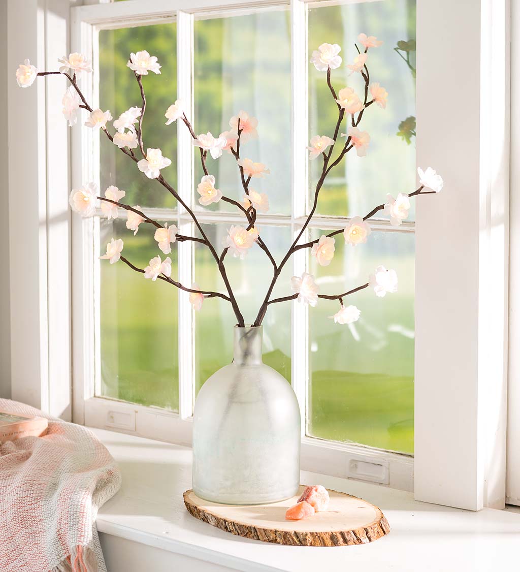 Indoor/Outdoor Lighted Cherry Tree Branches, Set of 2