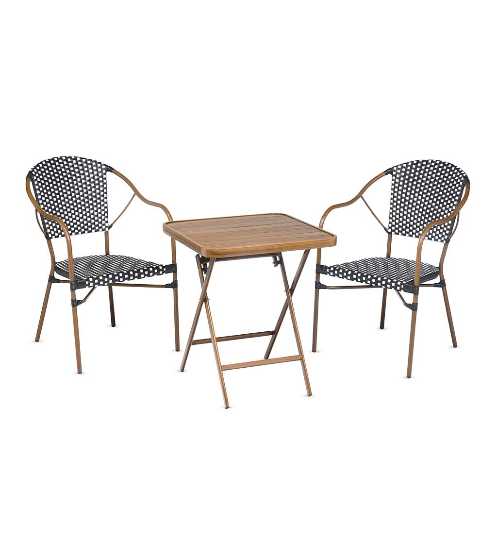 Resin Wicker Bistro Set with Folding Table, 3-Piece swatch image