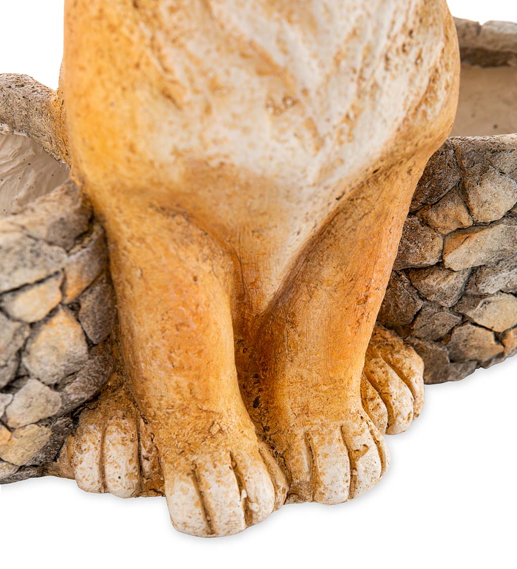 Faux Stone Dog Statue Double Planter