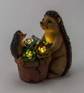 Solar Succulent Hedgehogs Flower Pot Garden Statue