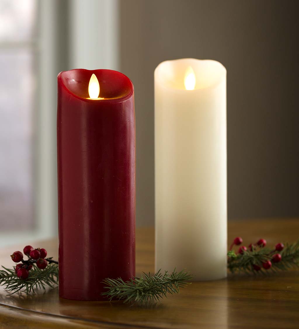 LED Pillar Candle with Flicker Flame and Auto-Timer, 9"H