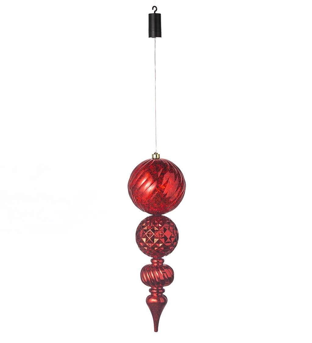 Indoor/Outdoor Shatterproof Holiday Lighted Large Finial Hanging Ornament swatch image