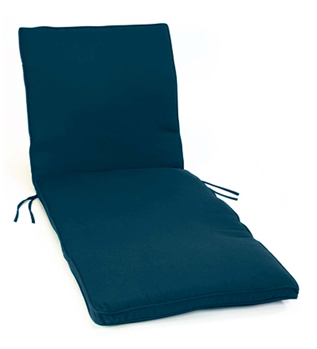 Deluxe Sunbrella Chaise Cushion with ties 74¼" x 23¼" x 3¼", hinged at 46" from bottom swatch image