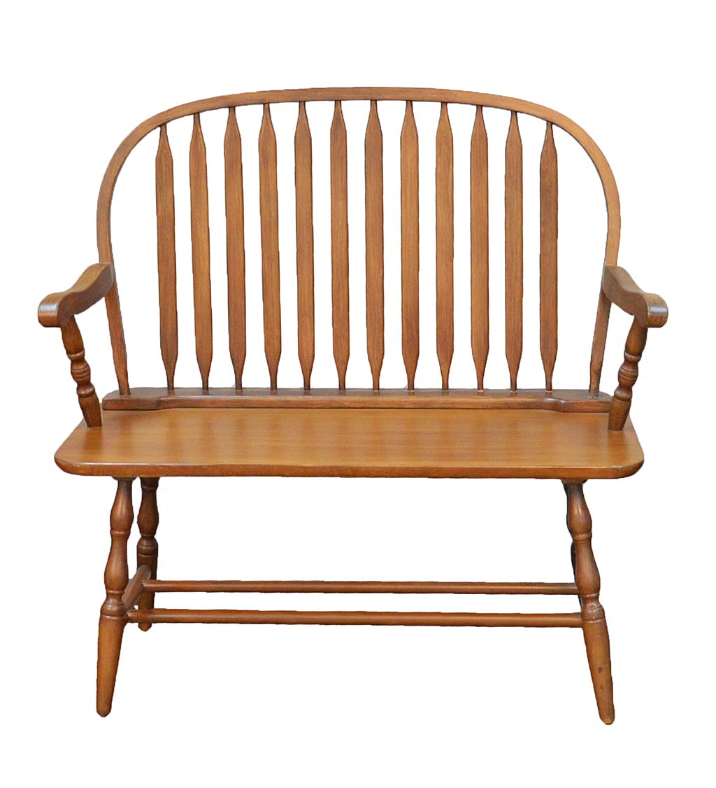 Handcrafted Wood Windsor-Style Bench
