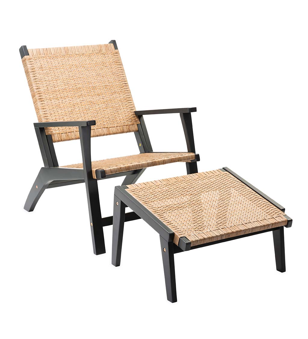Claytor Eucalyptus Outdoor Furniture, Chair and Ottoman, 2-Piece Set