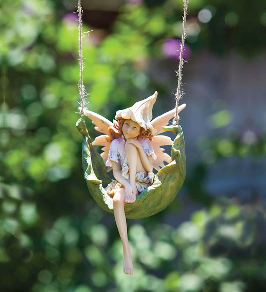Daydreaming Pixie Petal Fairy on a Swing