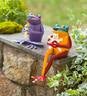 Recycled Metal Baby Frog Garden Art Statues, Set of 2