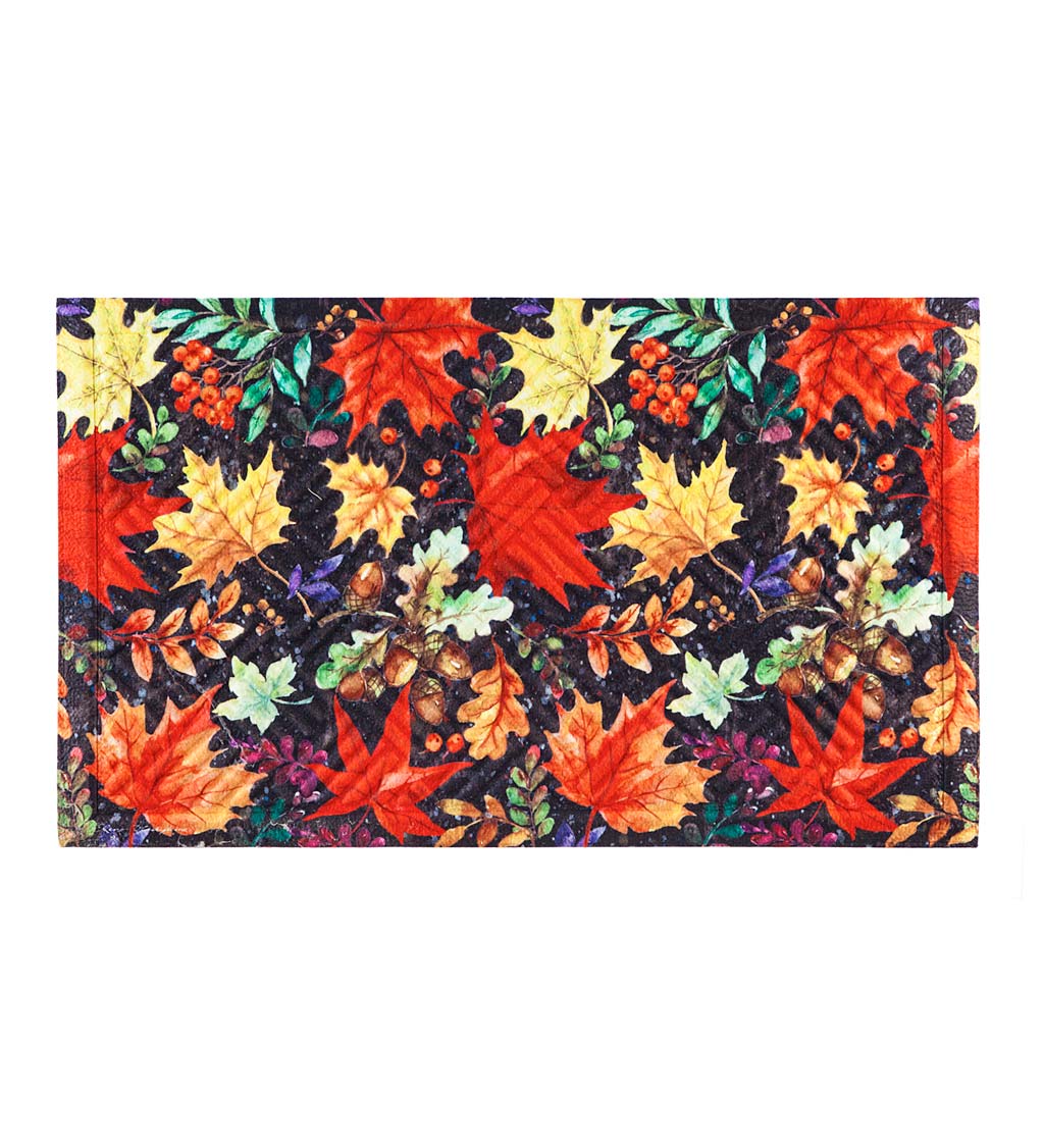 Indoor/Outdoor Colorful Fall Leaves Embossed Floor Mat