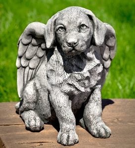 USA-Made Cast Stone Angel Puppy Garden Statue