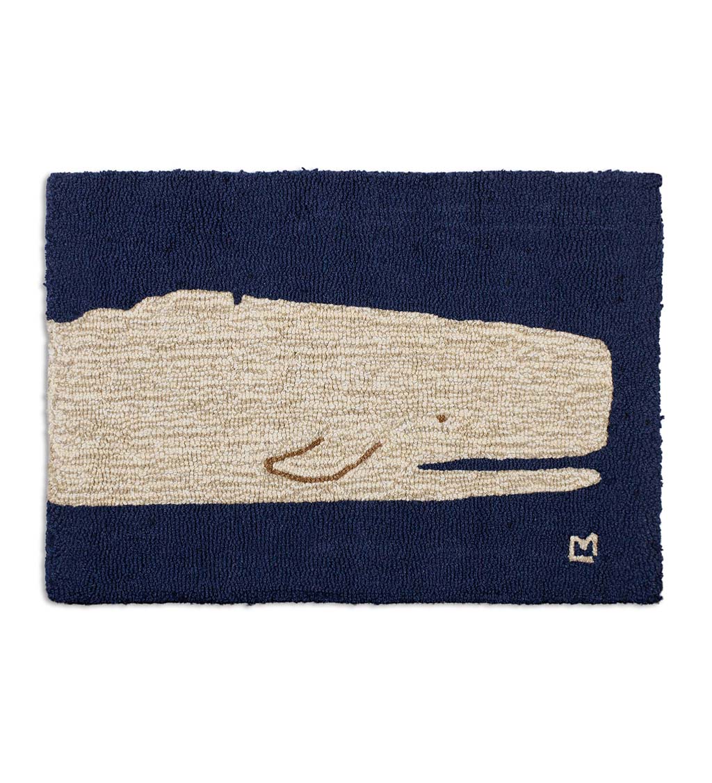 Hooked Wool Moby Dick Accent Rug