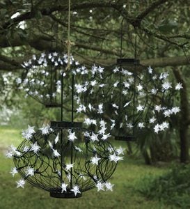 Set Of 3 Green Solar Star Lanterns, 2 Small and 1 Large