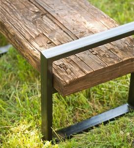 Reclaimed Wood And Iron Outdoor Bench - Bronze