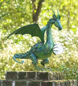 Green Dragon Statue with Solar Pearl